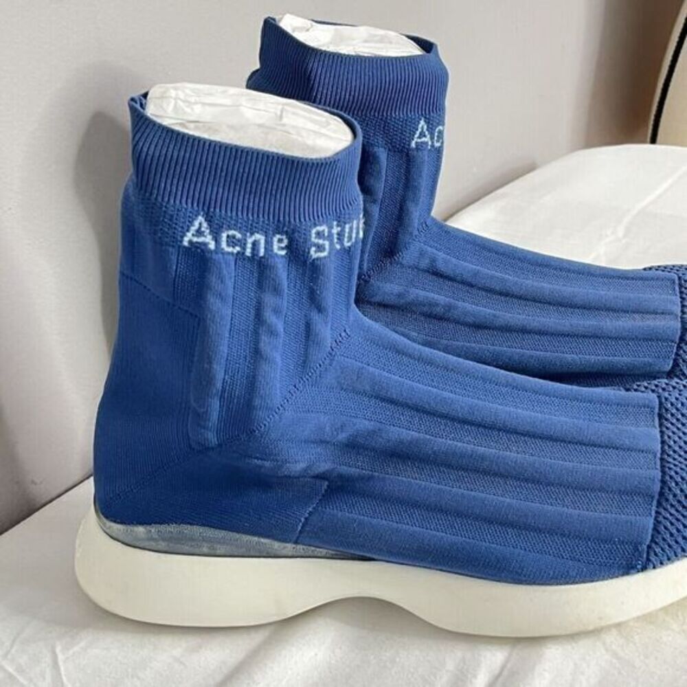 Acne Studios Blue Sock Tristan Sneakers Size 42 (US 9) High Top Trainers Runners - Picture 3 of 14